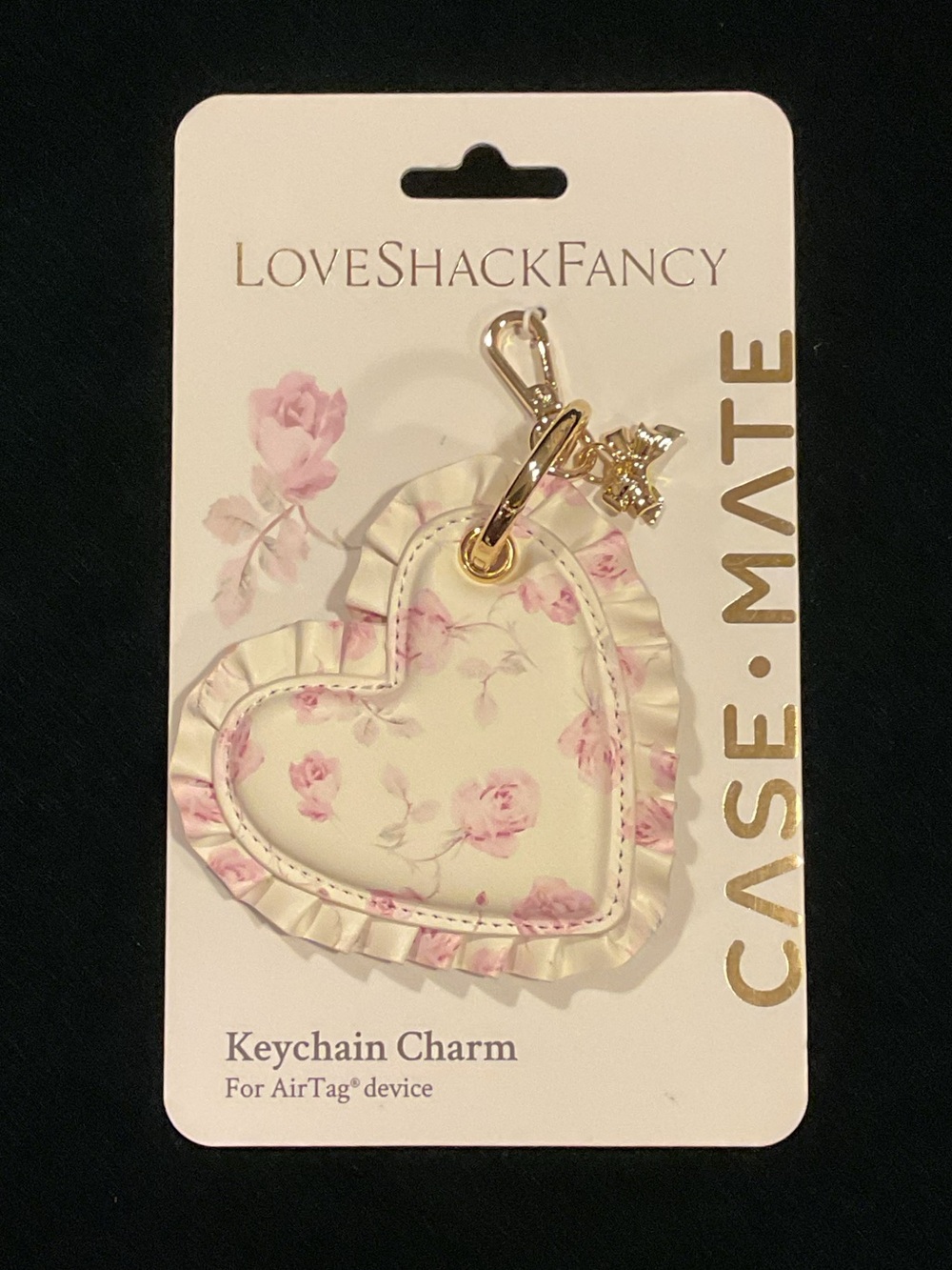 LoveShackFancy – Case-Mate Ribbon Rosa Flora Ruffled Heart AirTag Charm - Picture 6 of 6